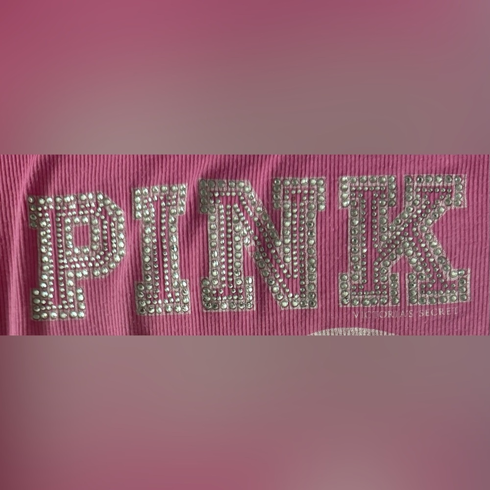 Pink by Victoria’s Secret Pink & Orange Ombré Scoop Tank Silver Logo Bead Detail - Picture 5 of 9